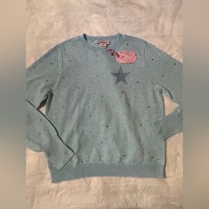 NWT Nanette Laporte Star Embellished Light Blue Women's Sweater size small